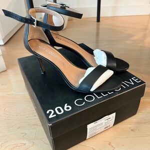 206 Collective Elegant Black Strap Heels